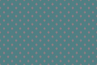 Raster Damaske kusursuz desen. Klasik lüks, eski moda İspanyol süsü, duvar kağıtları, tekstil ve ambalaj için kraliyet Victoria dönemi dikişsiz dokusu. Mavi ve kırmızı renklerde zarif barok şablonu.