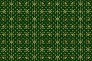 Lüks çiçekli çerçeveler ve süslü dekorlar. Vignetteler, sınırlar ve tasarım şablonları için altın elementler. Yeşil arka planda Viktorya dönemi tarzında kusursuz desen.