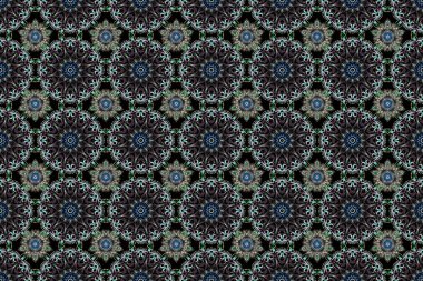 Raster kesme kağıt dantel dokusu, siyah arka planda gri ve mavi tül, girintisiz desen.