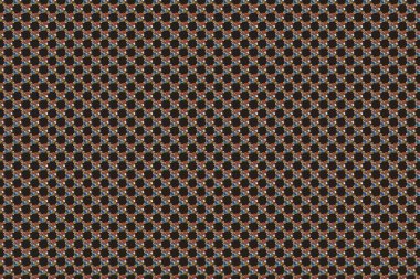 Dekoratif kozmos çiçekleriyle siyah, kahverengi ve gri renklerde etnik, pürüzsüz desenler. Raster illüstrasyonu.