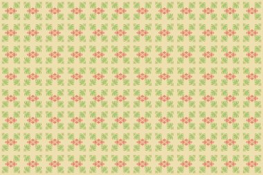 Raster illüstrasyonu. Dekoratif simetri arabesk. Turuncu, yeşil ve pembemsi desenler doğum günü kartı, davetiye ya da afiş için iyidir. Ortaçağ kraliyet düzeni.