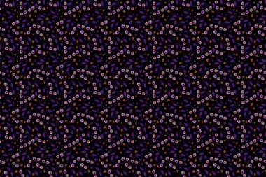 Menekşe, turuncu ve mor kirazlı tebrik kartı, düğün, doğum günü ve diğer tatil ve yaz arkaplanı için davetiye olarak kullanılabilir. Raster pürüzsüz desen.