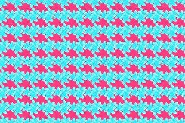 Yatak çarşafları, ceket, paket tasarımı, kumaş veya moda konseptleri için tekstil baskısı. Pembemsi çiçekli, pürüzsüz bir desen ve pembe arka planda yapraklar. Suluboya efektli çiçek arkaplanı