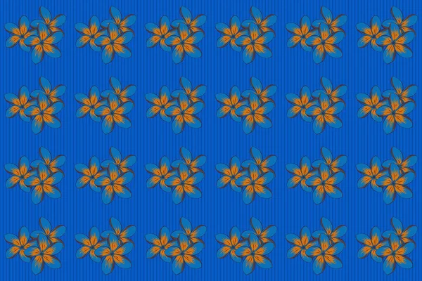 Patrón Sin Costuras Colores Azul Naranja Marrón Flores Abstractas Dibujadas — Foto de Stock