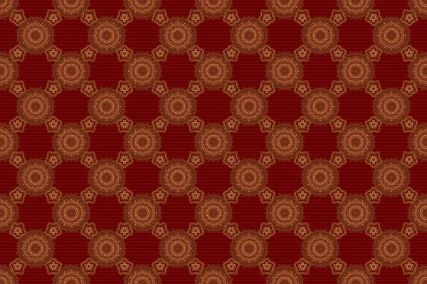 Seamless Pattern Oriental Ornament Baroque Style Red Golden Pattern Traditional — Stock Photo, Image