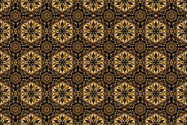 金色のシームレスなパターンをラスター 招待テンプレートのための黒と金色の抽象的な黄金の背景 — ストック写真