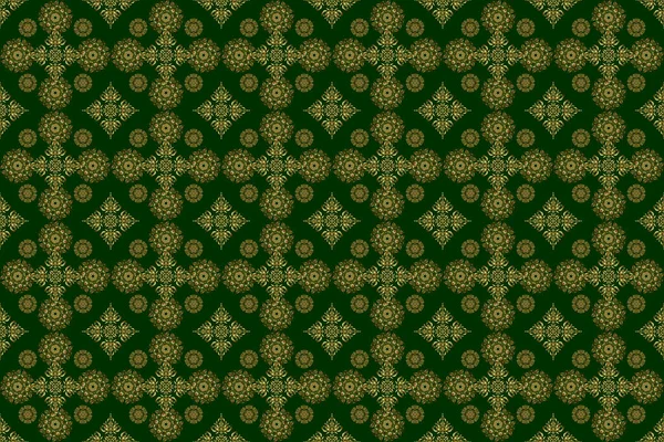 Patrón Verde Dorado Elegante Raster Clásico Patrón Dorado Sin Costuras —  Fotos de Stock