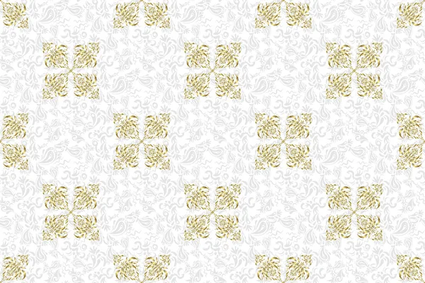Golden Pattern White Background Luxury Gold Seamless Pattern Abstract Raster — Stock Photo, Image