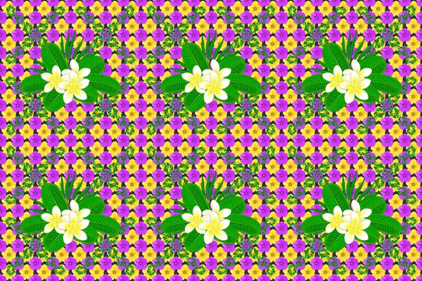 Estilo Vintage Stock Raster Illustration Patrón Inconsútil Flores Plumeria Abstrat — Foto de Stock