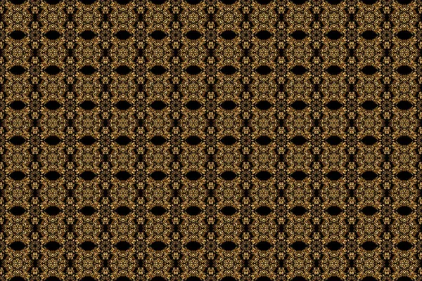 Ethnic Indian folklore. Raster abstract seamless patchwork background with black and golden ornaments, geometric Moroccan seamless pattern. Stylized golden stars, snowflakes and grids.