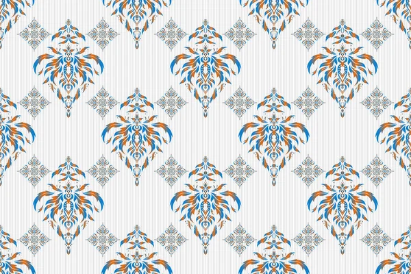 Vintage Orange Und Blau Nahtlose Muster Abstrakte Ornamente Brokat Textilmuster — Stockfoto