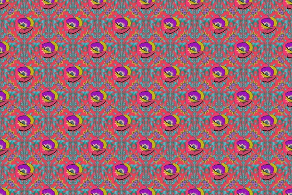 Raster Poppy Flowers Seamless Pattern Seamless Floral Pattern Pink Red — Stock Photo, Image