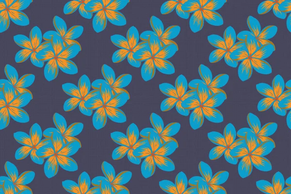 Watercolor Plumeria Flowers Seamless Pattern Blue Beige Yellow Colors Raster — Stock Photo, Image