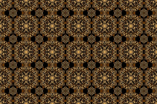 Golden background. Seamless geometric pattern. Geometric background with rhombus and nodes. Raster golden texture. Abstract geometric pattern. Raster seamless pattern on a black background.