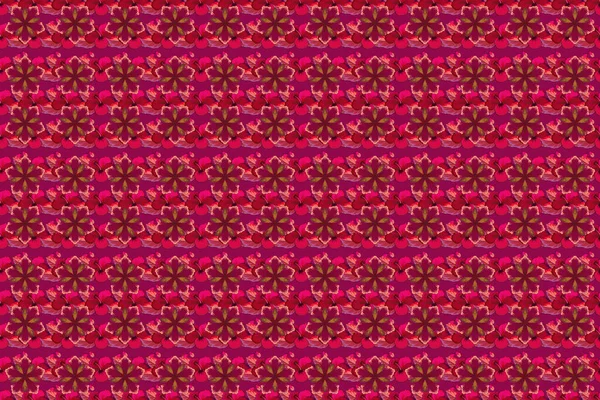 Patrón Sin Costuras Con Flores Decorativas Verano Colores Rosa Púrpura —  Fotos de Stock
