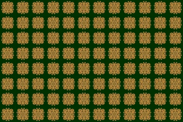Зеленый Золотой Винтажный Орнамент Бесшовный Рисунок Печати Текстильной Бумажной — стоковое фото