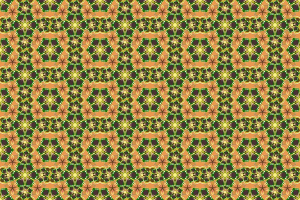 Софт Акварельный Цветочный Принт Безморщинистый Узор Желтого Зеленого Оранжевого Цветов — стоковое фото