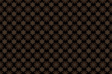 Renkli desenler antika. Siyah arka planda bej renkli çiçek süsü. Kusursuz arkaplan.