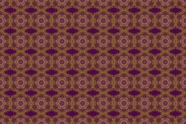 Mor bir arka planda altın rengi, dikişsiz desen. Soyut raster altın doku. Düşük polimer altın desenli illüstrasyon.