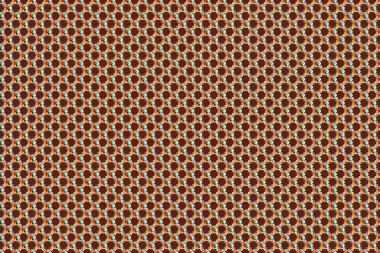 Kozmos çiçekleri ile optik illüzyon. Kahverengi, turuncu ve mavi renklerde çiçeklerin kusursuz dokusu. Raster illüstrasyonu iç tasarım, baskı, web ve tekstil tasarımı için iyidir..