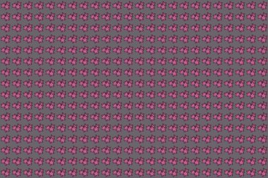 Raster illüstrasyonu. Pembe, mor ve menekşe renklerinde pürüzsüz el yapımı doku. Küçük çiçekte şirin bir raster çiçeği deseni var..