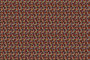 Siyah arka planda Raster çizimi. Tropikal bitkiler ve mor, kırmızı ve sarı renklerde amber çiçekleri ile yaz Hawaii 'nin pürüzsüz deseni.