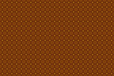 Zarif raster klasik kusursuz desen. Sarı, turuncu ve kahverengi tekrarlayan elementlerle kusursuz soyut doku. Güzel iz..