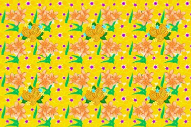 Güzel paçavra çiçeği arkaplanı. Bej bir arka planda gül çiçekleri pürüzsüz desen.