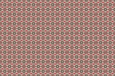 Bir sürü çiçek buketi olan hoş, pürüzsüz bir desen. Bir sürü çiçek bej, pembe ve kırmızı renkte..