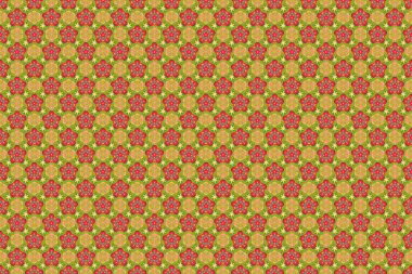 Karalama çizim stili, elle çizilmiş çizim. Çiçekler, yapraklar, dekoratif elementler, sıçramalar, lekeler ve sarı, kırmızı ve yeşil renkte damlalar..