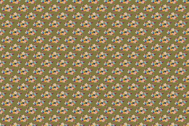 Dekoratif mavi, sarı ve pembe amber çiçekleri ile zarif, pürüzsüz bir desen. Raster düğün davetiyeleri için çiçek deseni, tebrik kartları, baskı, hediye paketi, imalat kumaşı, tekstil.