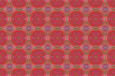 Kusursuz damaske deseni, pembe, yeşil ve kırmızı klasik duvar kağıdı. Süslü sınır. Raster pürüzsüz desen.