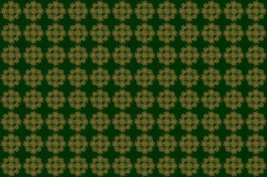 Yaratıcılığın için altın elementlerle donatılmış yeşil bir arka plan. Kusursuz üçgen pullu lüks altın desenli..