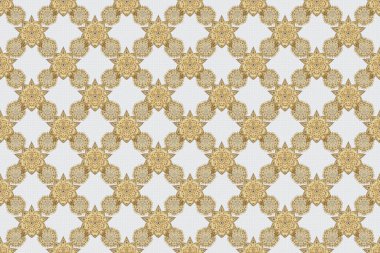 Kusursuz raster altın süsü. Gri arka planda altın tekrarlayan elementlerle modern geometrik kusursuz desen.