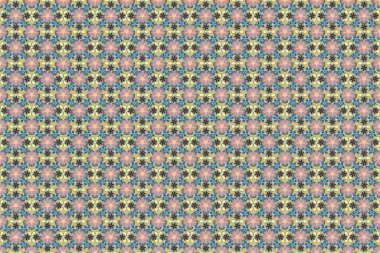 Raster dijital illüstrasyon ve doğal elementler. Çiçek kompozisyonu ve klasik tarzda renkli baskılar. Kusursuz güzel çiçekli arkaplan.