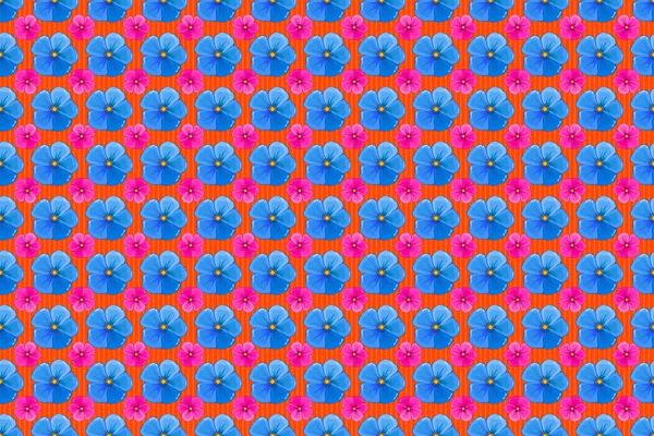 Rasterillustratie Naadloos Patroon Met Schattige Kosmos Bloemen Een Oranje Achtergrond — Stockfoto