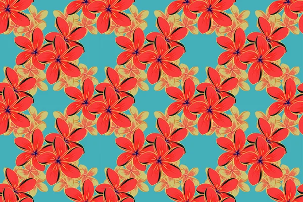 Padrão Fundo Sem Costura Com Flores Plumeria Decorativas Folhas Nas — Fotografia de Stock