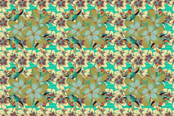 Moderne Plumeria Bloemenpatroon Met Koninklijke Lommerds Naadloze Bloemen Ornament Gekleurd — Stockfoto