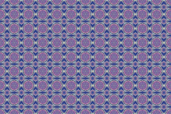 Multicolored pattern on blue background. Luxury multicolor seamless pattern with abstract raster elements.