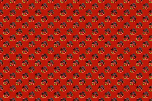 Raster cosmos flower seamless pattern in yellow, red and orange colors.