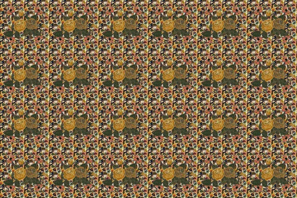 Romantische Kleine Ditsy Stijlvolle Bloemige Achtergrond Trendy Raster Bloemenprint Beige — Stockfoto