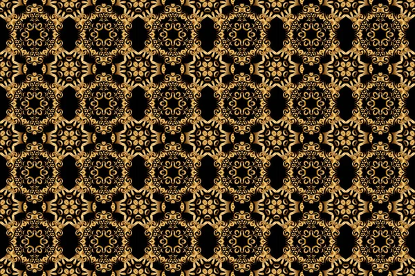 Luxury Ornament Eastern Style Golden Floral Seamless Pattern Black Raster — Stock Photo, Image