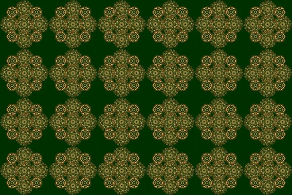 Klasik Oryantal Raster Modeli Yeşil Altın Desenli Yeşil Zemin Üzerinde — Stok fotoğraf