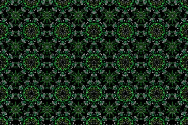 Rastrowa Ilustracja Raster Bezszwowy Wzór Kwiatowy Zielonych Kolorach Projektowania Tekstyliów — Zdjęcie stockowe