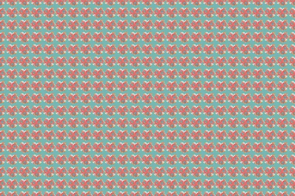 Stilizált Kézzel Rajzolt Kék Rózsaszín Szürke Rózsák Raszter Trendi Zökkenőmentes — Stock Fotó