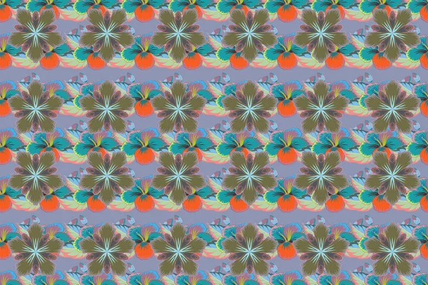 Ilustração Mais Rápida Padrão Sem Costura Floral Étnico Cores Azul — Fotografia de Stock