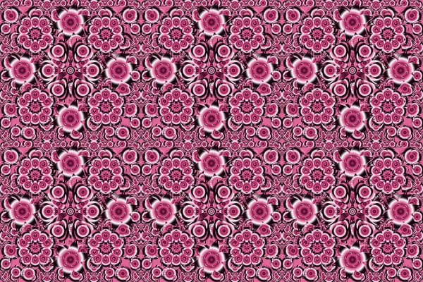 Damask elegant wallpaper. Vintage design in a pink, violet and magenta colors. Raster seamless pattern.