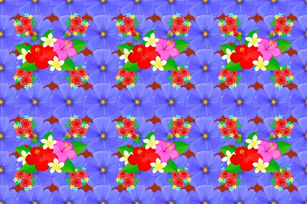 Ethnische Florale Nahtlose Muster Grünen Violetten Und Blauen Farben Mit — Stockfoto
