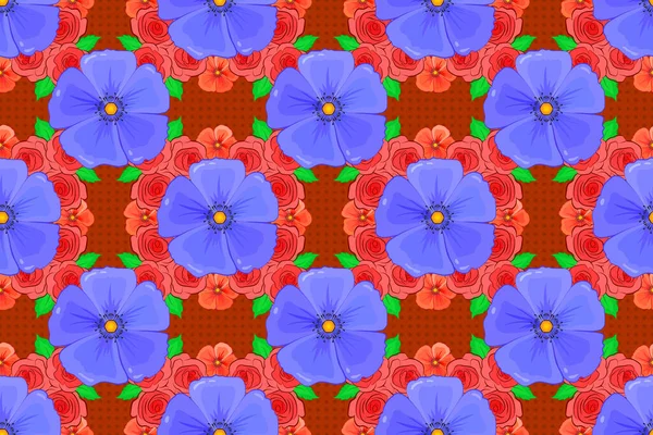 Яркий Красивый Космос Цветы Бесшовный Фон Абстрактный Симпатичный Цветочный Принт — стоковое фото