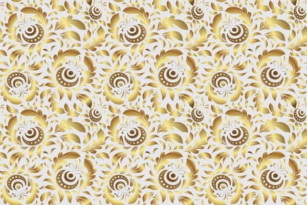 Безшовний Квітковий Візерунок Плиткою Золотих Сірих Кольорах Урожай Дамаський Орнамент — стокове фото